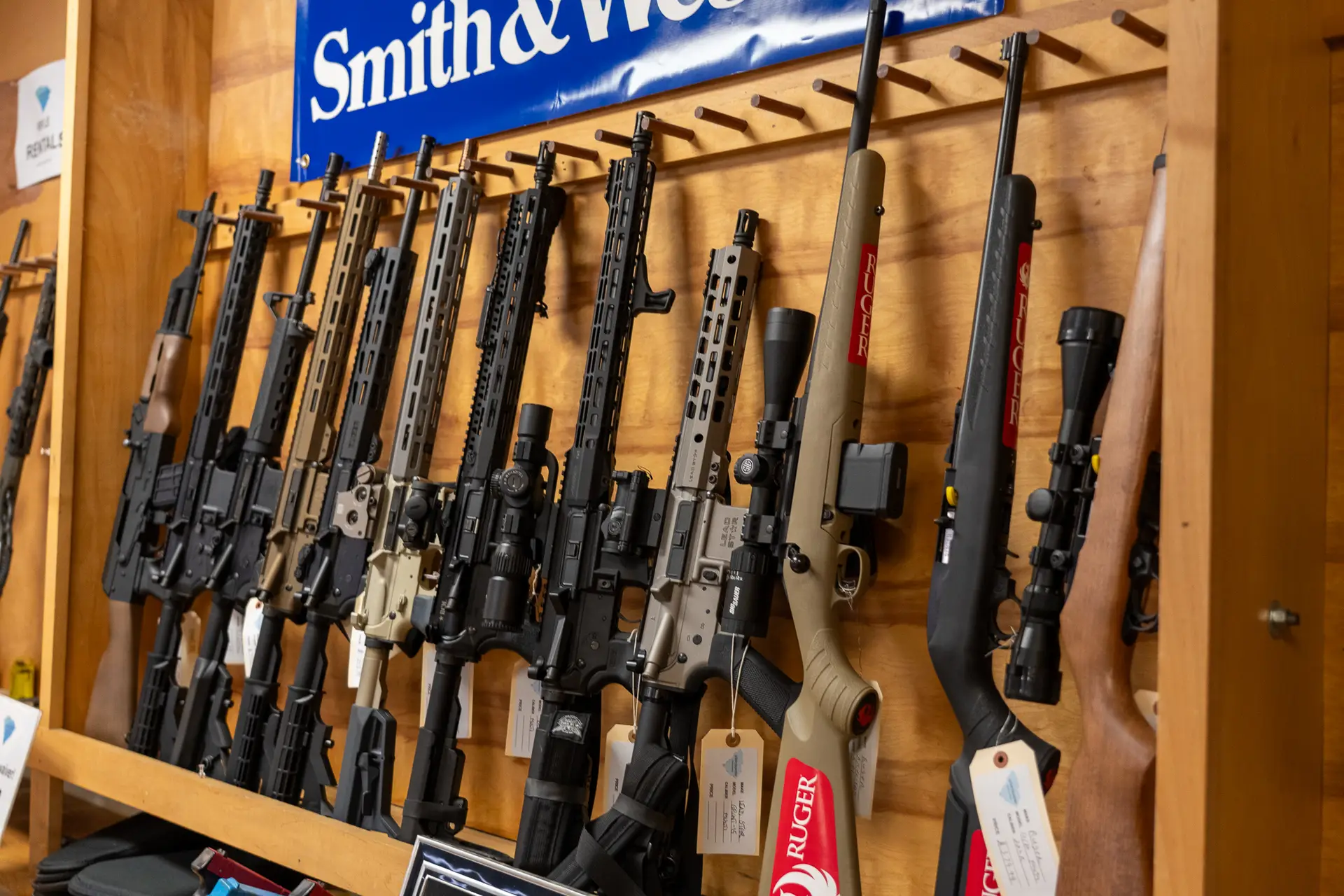 Pro Shop interior with firearms on display